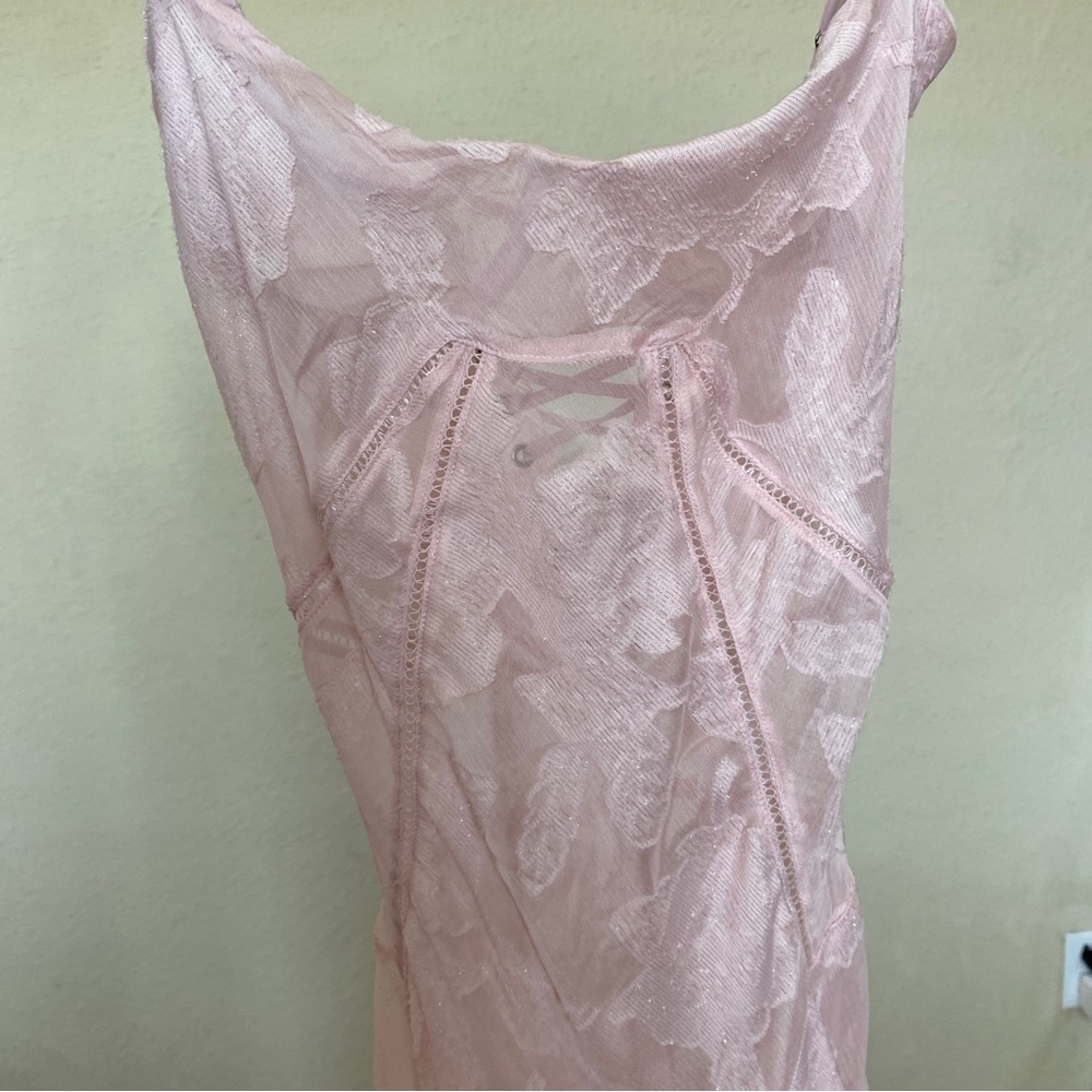 House of Cb 'Seren' Soft Pink Floral Lace‎ Back Maxi Dress NWOT size S A-C - Picture 8 of 13